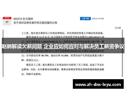 赵鹏解读欠薪问题 企业应如何应对与解决员工薪资争议 赵鹏解读欠薪问题 企业应如何应对与解决员工薪资争议