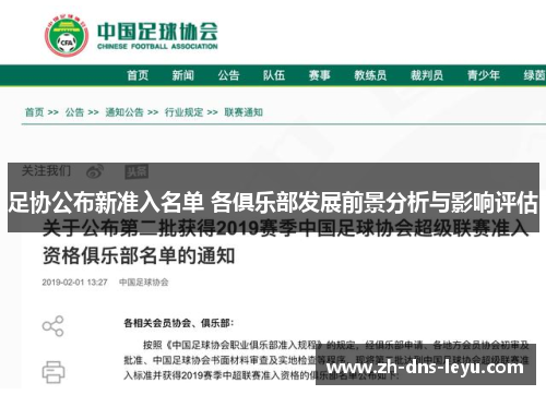 足协公布新准入名单 各俱乐部发展前景分析与影响评估